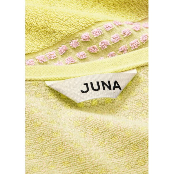 Rumena/rožnata frotirna brisača iz organskega bombaža 50x100 cm Check – JUNA-image-1