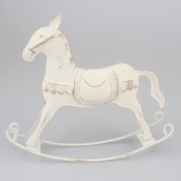 Okrasni konj Dakls iz bele kovine, višina 16 cm