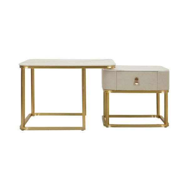 Mizice v kompletu 2 ks v marmornem dekorju v kremno beli in zlati barvi 50x70 cm Beauty – Mauro Ferretti