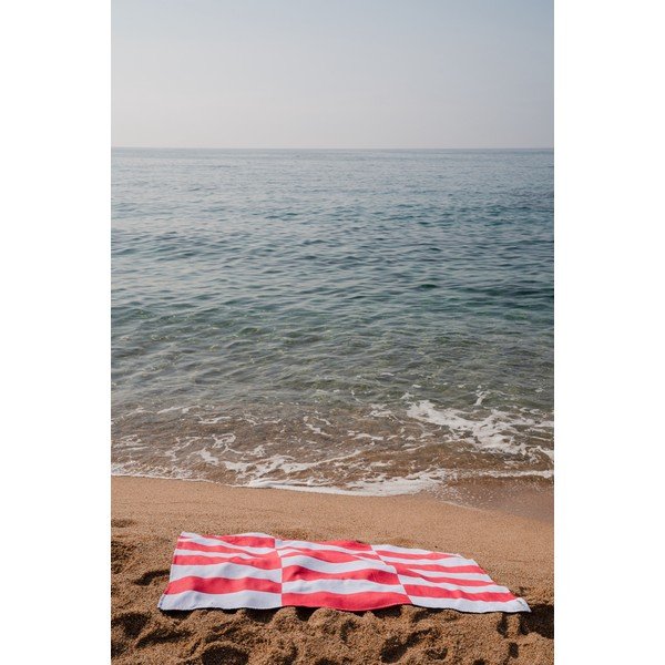 Rdeča/svetlo modra bombažna brisača za na plažo 100x160 cm Su – noo.ma-image-1