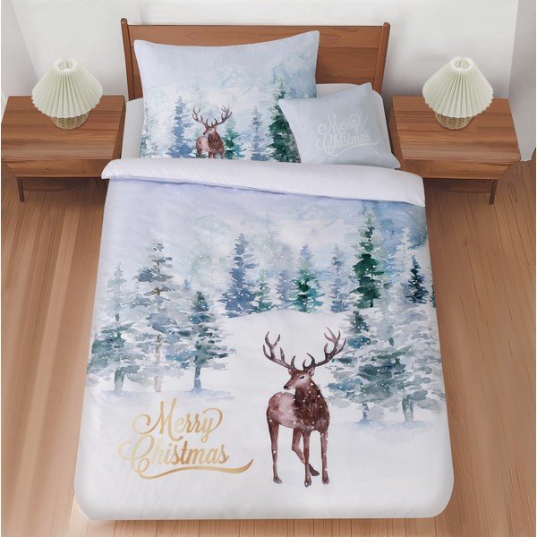 Svetlo modra enojna 3-delna posteljnina 140x200 cm Peaceful Winter – My House