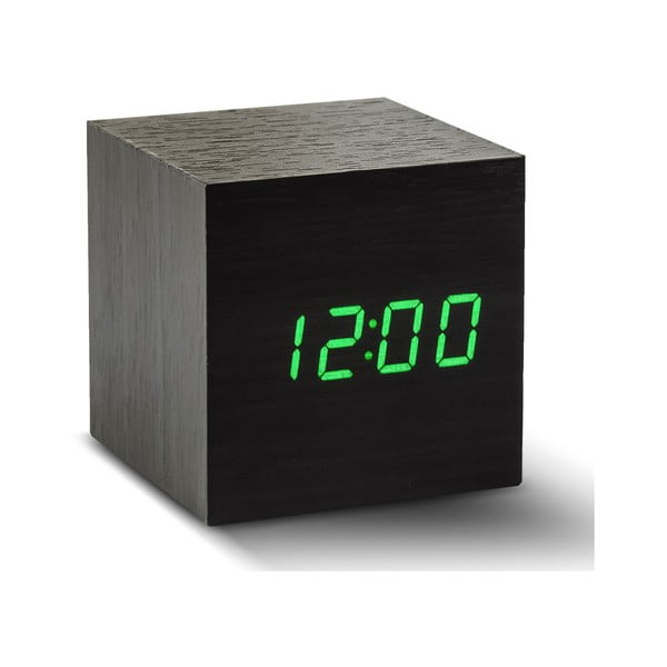 Zelena LED budilka Cube Click Clock, črna