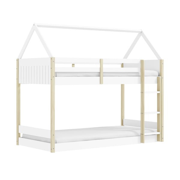 Otroški pograd v obliki hiške v beli in naravni barvi 90x190 cm Valka – Marckeric-image-4