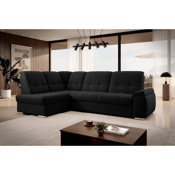 Črna raztegljiva/s prostorom za shranjevanje kotna sedežna garnitura (levi kot/v obliki črke L) Sado – ELTAP-image-4