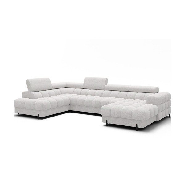 Kremno bela raztegljiva kotna sedežna garnitura iz tkanine bouclé (levi kot/v obliki črke "U") Feraria – ELTAP-image-2