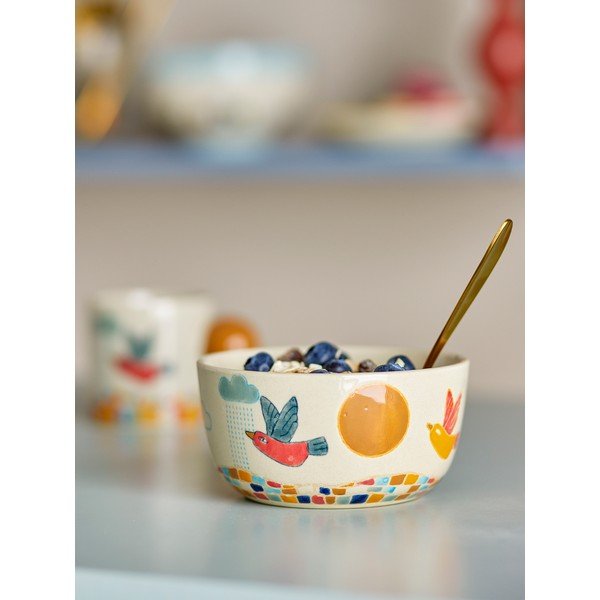 Kremno bela otroška skleda iz kamenine ø 12 cm Colorine – Bloomingville Mini-image-1