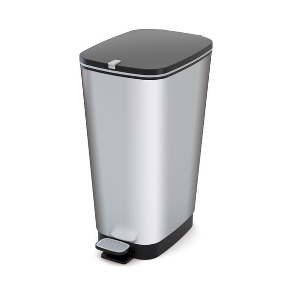 Plastičen koš za smeti s pedalom v srebrni barvi 45 l Chic Bin – KIS