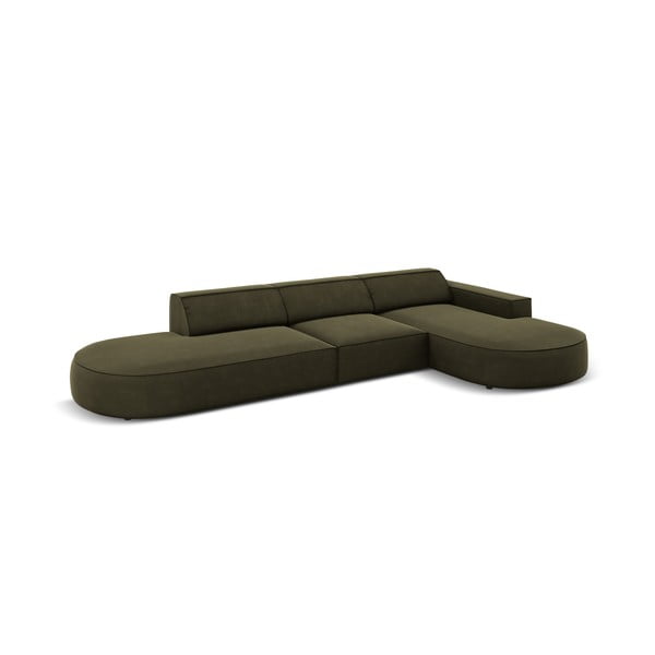 Zelena žametna kotna zofa (desni kot) Jodie - Micadoni Home-image-4