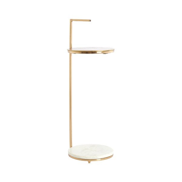 Okrogla stranska mizica z marmorno mizno ploščo ø 26 cm Leda – Light & Living