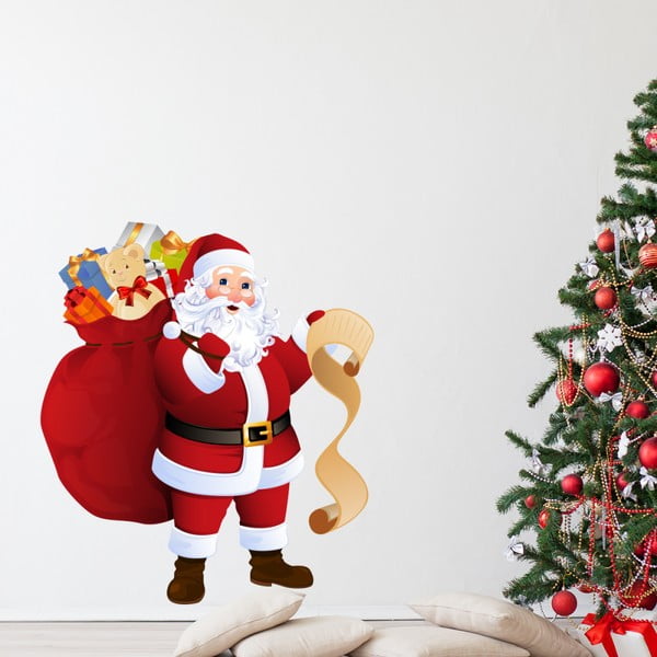 Božična nalepka Ambiance Santa Claus in seznam daril