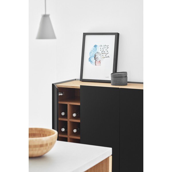 Črna visoka komoda v hrastovem dekorju 95x120 cm Arista – Teulat-image-2