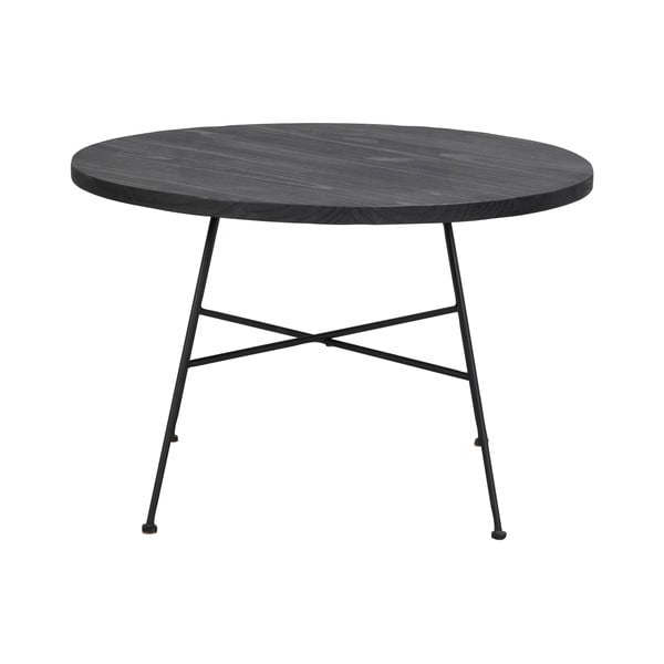 Črna klubska mizica s ploščo iz borovega lesa Rowico Grafton, ø 70 cm