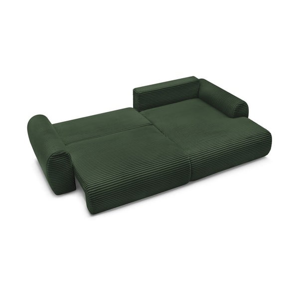 Temno zelena raztegljiva kotna sedežna garnitura iz rebrastega žameta (desni kot) Lucien – Bobochic Paris-image-4