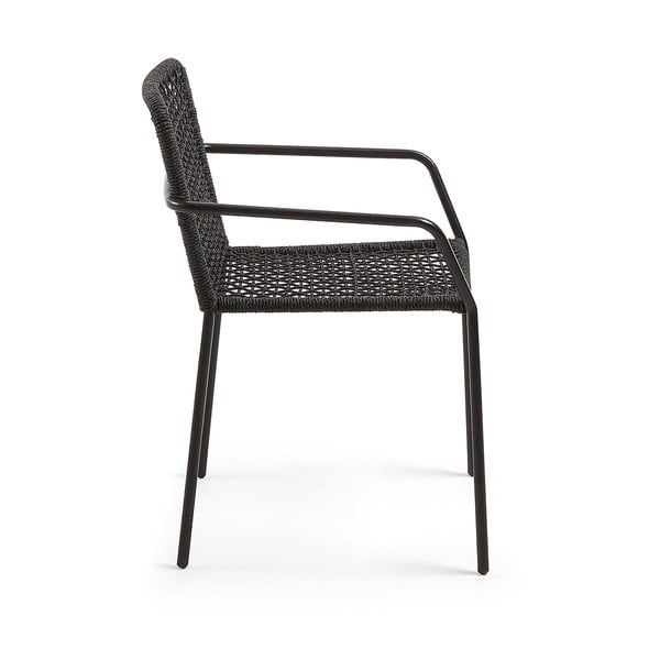 Črni vrtni fotelj z jekleno konstrukcijo Kave Home Bomer-image-2