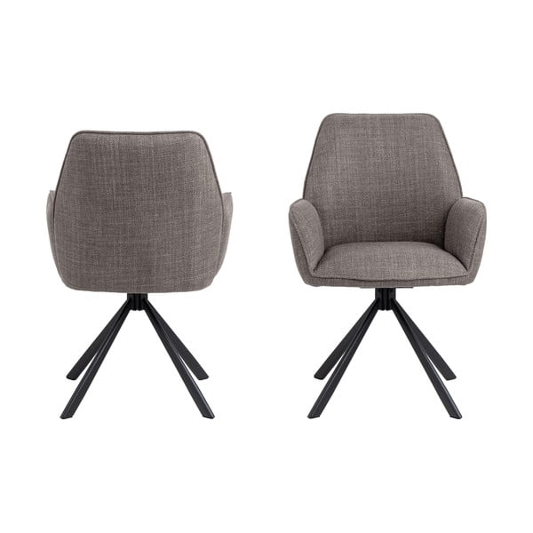 Svetlo sivi oblazinjeni jedilni stoli v kompletu z nasloni za roke 2 ks Glenda – Actona-image-2