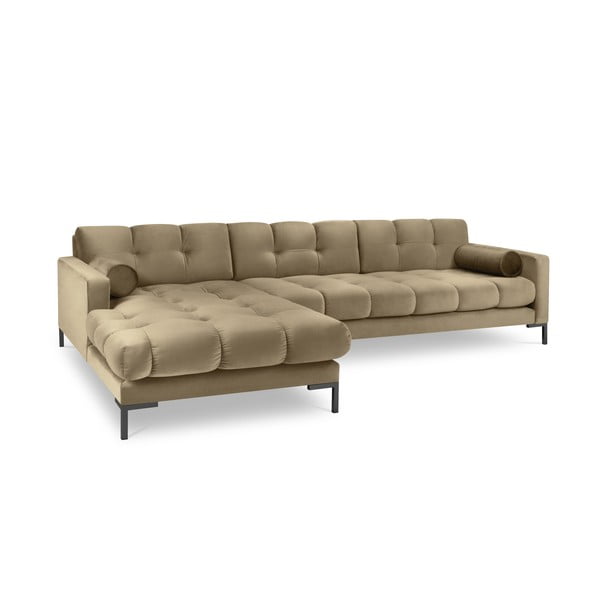 Bež žametna kotna sedežna garnitura Cosmopolitan Design Bali, levi kot-image-2