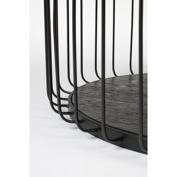 Črna kavna mizica s stekleno ploščo White Label Lance, ø 60 cm-image-3