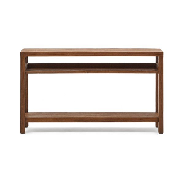 Stranska mizica iz masivnega tika v naravni barvi 35x140 cm Sashi – Kave Home-image-3