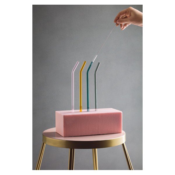 Komplet 4 steklenih slamic Villeroy & Boch in ščetka-image-4