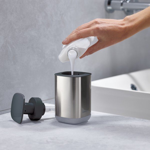 Dozirnik za milo iz nerjavečega jekla v sijajno srebrni barvi 250 ml Presto Steel – Joseph Joseph-image-4