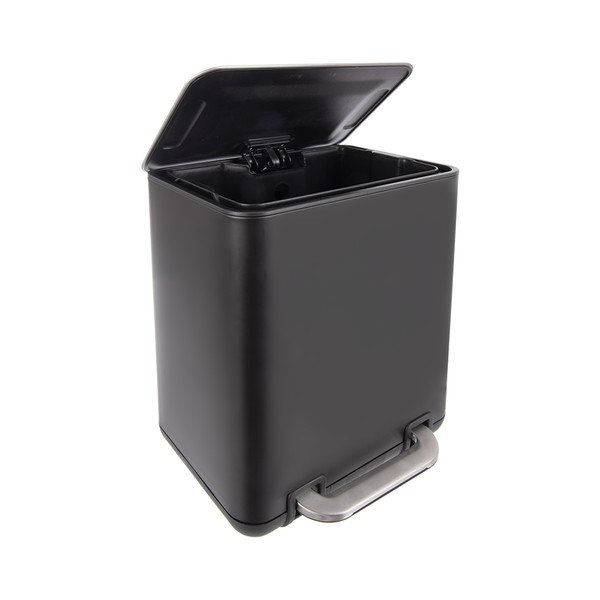 Črn koš za smeti s pedalom iz nerjavečega jekla 6 l Black – Orion-image-3