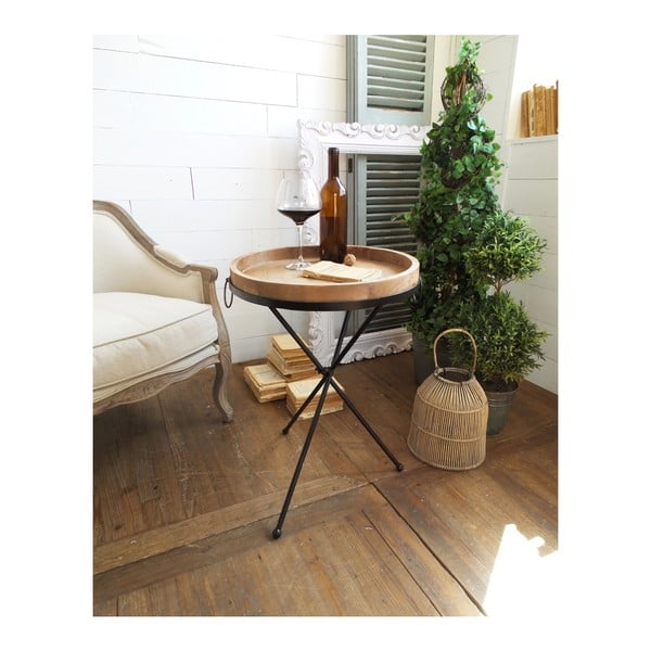 Stranska mizica s snemljivo leseno streho Orchidea Milano Country, ⌀ 47 cm