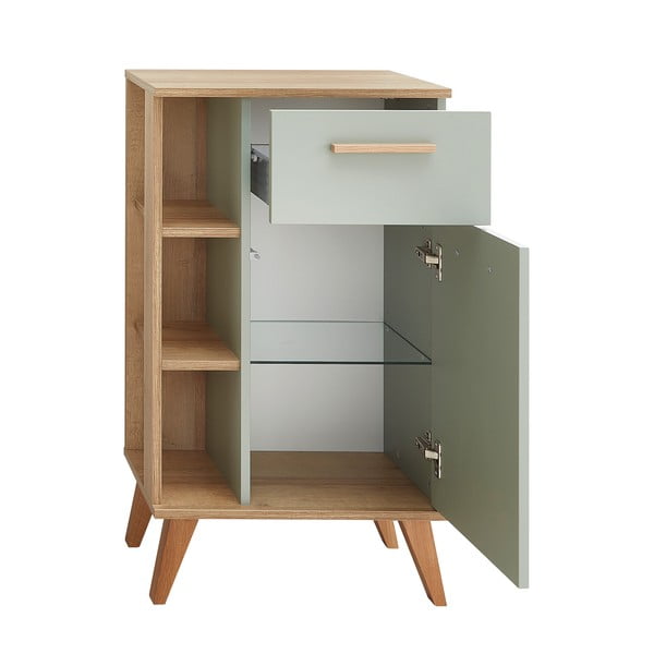 Zelena nizka kopalniška omarica iz hrastovega dekorja 51x90 cm Set 963 - Pelipal-image-3