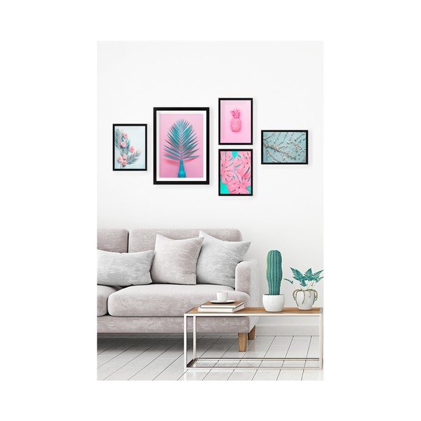 Komplet 5 stenskih slik Tablo Center Neon