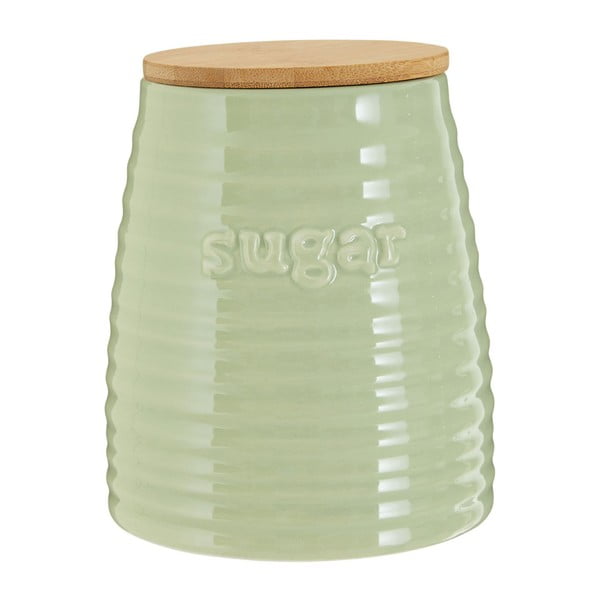 Svetlo zelena posoda za sladkor s pokrovom iz bambusa Premier Houseware Winnie, 950 ml