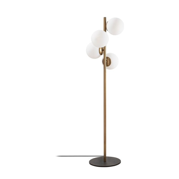 Črna/zlata stoječa svetilka s steklenim senčilom (višina 130 cm) Faze – Opviq lights