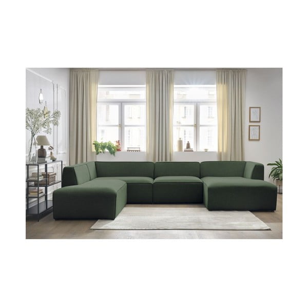 Zelena kotna sedežna garnitura (levi kot/v obliki črke "U") Megeve – Bobochic Paris-image-3