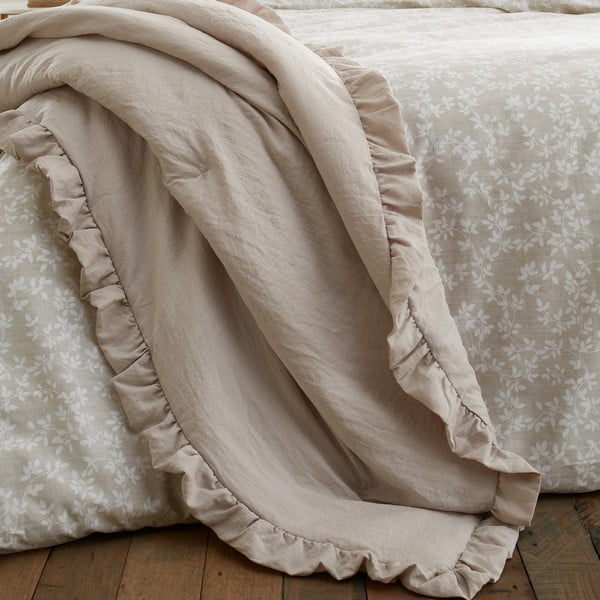 Bež pregrinjalo za zakonsko posteljo 220x230 cm Soft Washed Frill – Bianca-image-1