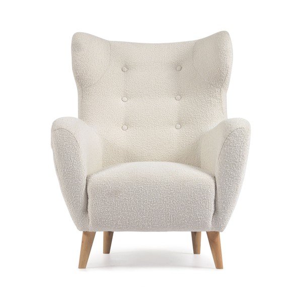 Bel fotelj iz tkanine bouclé Patio – Kave Home-image-2