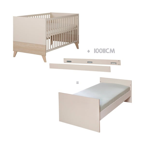 Bež otroška posteljica z nastavljivo višino 70x140 cm Sidney – Roba-image-3