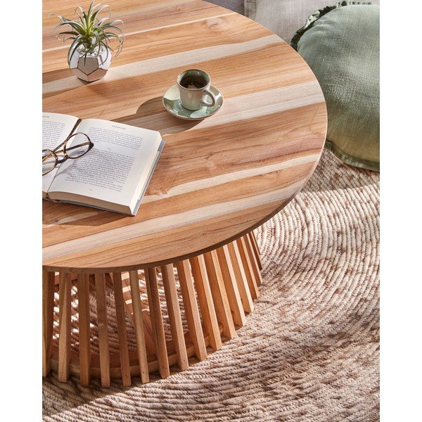 Kavna mizica iz tikovine Kave Home Irune, ⌀ 80 cm-image-3
