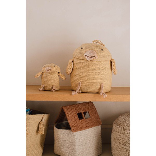Rumena tekstilna otroška škatla za shranjevanje ø 13x15 cm Mini Charlie the Chicken – Lorena Canals-image-1
