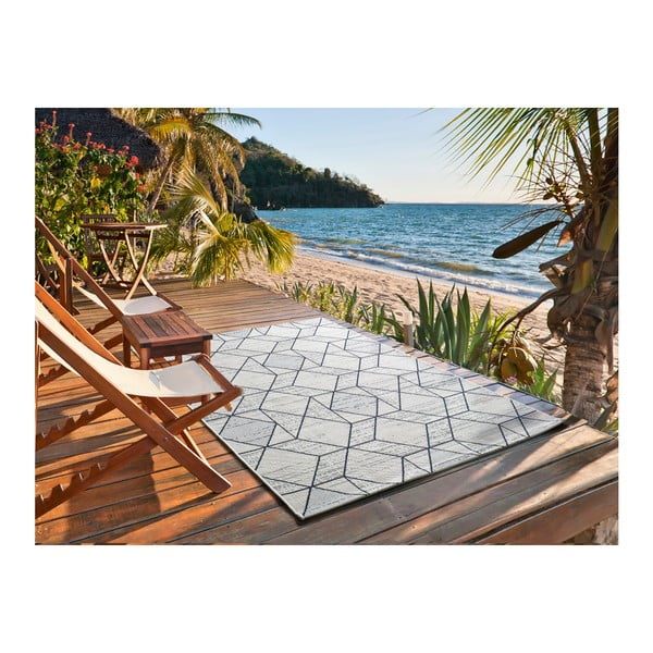 Modro-kremasto bela zunanja preproga Universal Elba Geo, 140 x 200 cm-image-2