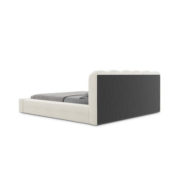 Kremasta oblazinjena zakonska postelja s prostorom za shranjevanje z letvenim dnom 180x200 cm Mano - Makamii-image-4