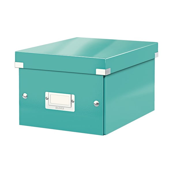 Zelena/turkizna kartonasta škatla za shranjevanje s pokrovom 22x28x16 cm Click&Store – Leitz