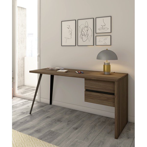 Pisalna miza v orehovem dekorju 69x136 cm Rio2 – Marckeric-image-1