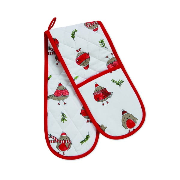 Dvojna kuhinjska rokavica z božičnim motivom Christmas Robins – Catherine Lansfield