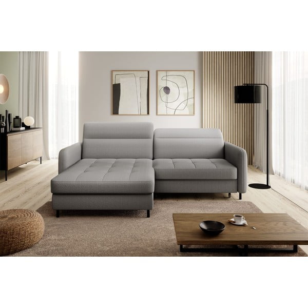 Siva žametna raztegljiva/s prostorom za shranjevanje kotna sedežna garnitura (levi kot/z ležalnikom) Gomsi – ELTAP-image-3