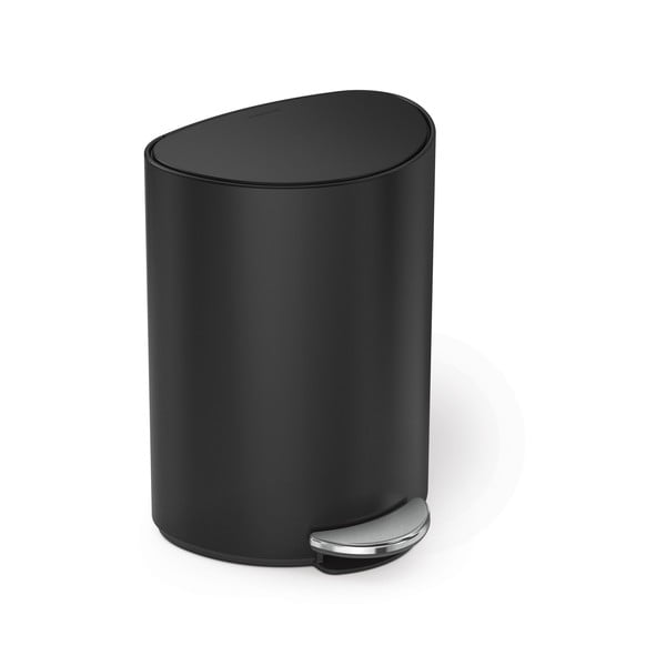 Mat črn kovinski koš za smeti s pedalom 6 l – simplehuman