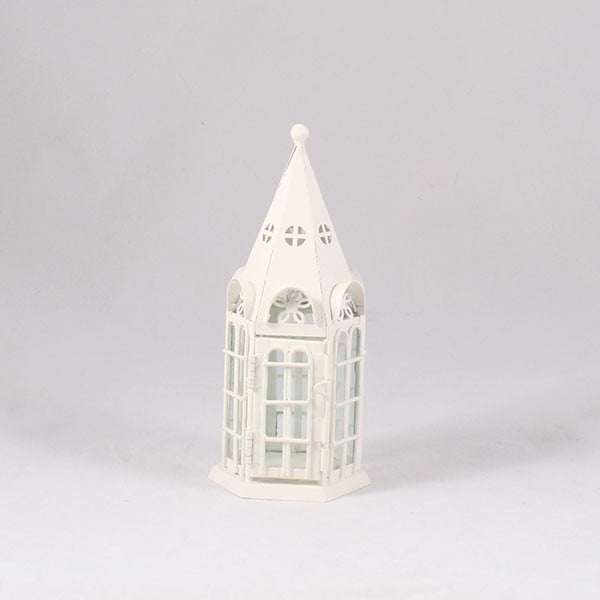 Svečnik iz kositra s stekleno hiško, 9 cm