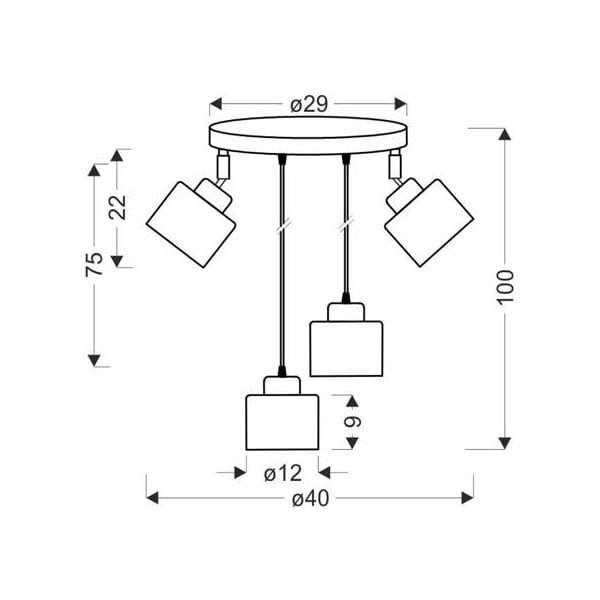 Črna kovinska viseča svetilka Wama - Candellux Lighting-image-1