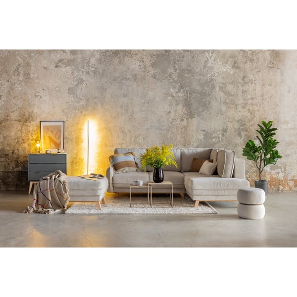 Siva raztegljiva kotna sedežna garnitura iz rebrastega žameta (desni kot) Tori – Bonami Selection-image-1