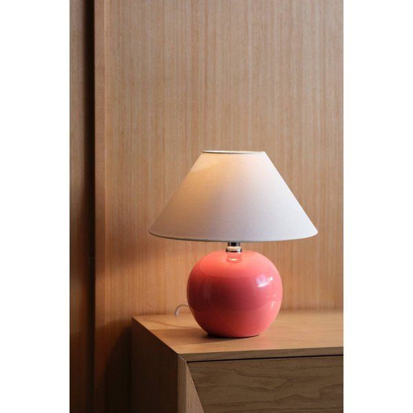 Rožnata/kremno bela keramična namizna svetilka (višina 29 cm) Karamell – Jotex-image-1