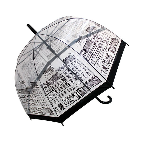 Prozoren dežnik s črnimi detajli Birdcage Temps City, ⌀ 79 cm