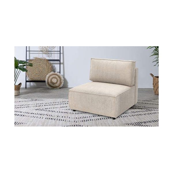 Kremno bel modul za sedežno garnituro iz rebrastega žameta (sredinski modul) Nihad modular – Bobochic Paris-image-1