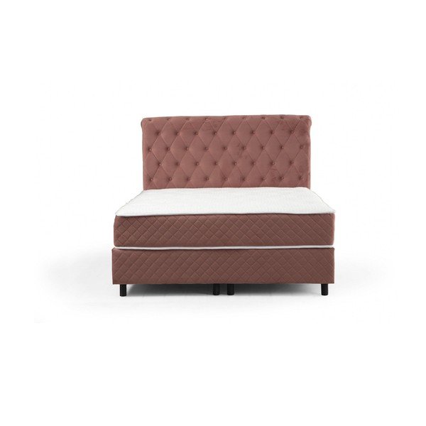 Rožnata boxspring postelja s prostorom za shranjevanje 140x200 cm Sonata – Kalune Design-image-2